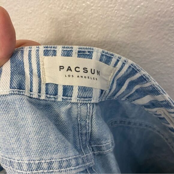 PacSun Denim pin Striped Mom Shorts Pacsun High Rise Cuffed Blue White cotton 29 - Picture 8 of 11